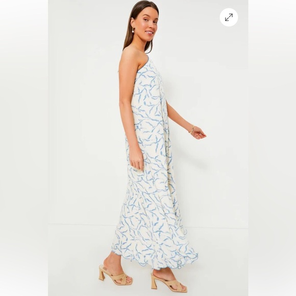 HYACINTH HOUSE Tuckernuck Cream & Blue Seaside Sabine Dress  Small - Picture 4 of 9